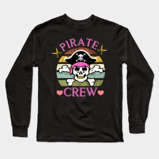 Pirate Crew Skull Girl Halloween Costume Crew Back To School Long Sleeve T-Shirt